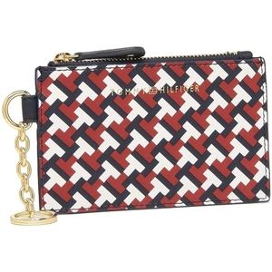 NWT Tommy Hilfiger Women's Top Zipper Leather Card Holder